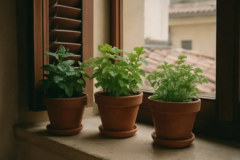 Vuoi erbe aromatiche sul davanzale? Tre resistono davvero senza luce diretta